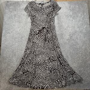 Womens New York Dress 18 Office Chic Workwear Brown Abstract Print Fit and Flare